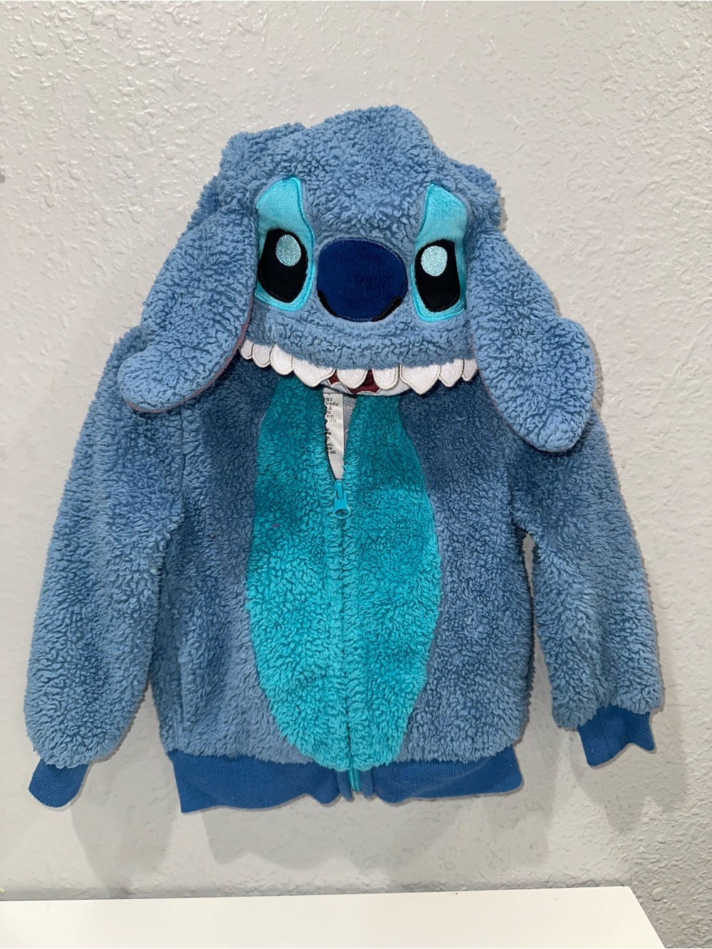 Disney Stitch Inspired Blue Plush Hoodie for Kids 2T